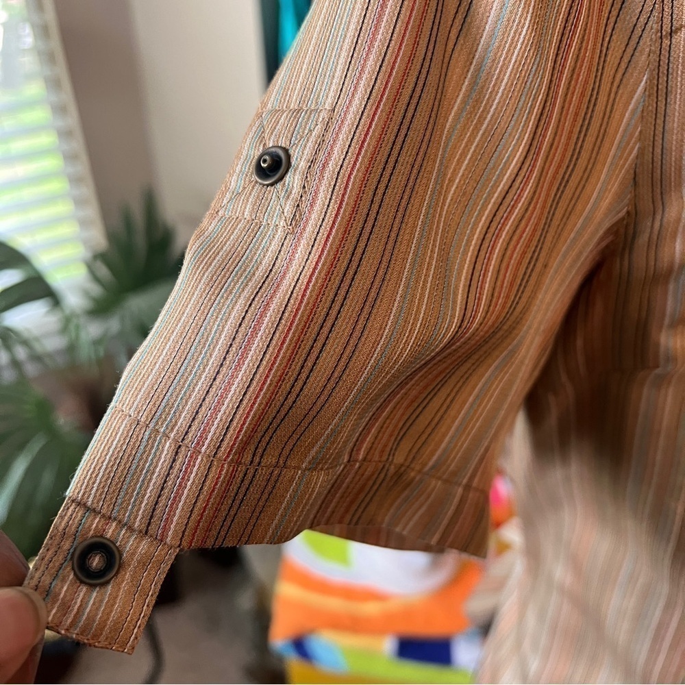 BELIZA Petite Silk Stripe Button Top Blouse M - Picture 4 of 8